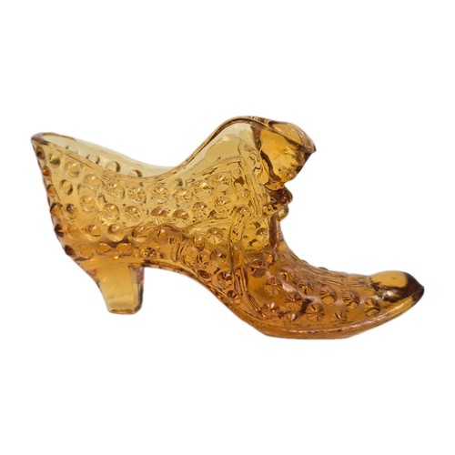 Fenton cat head - amber, glass