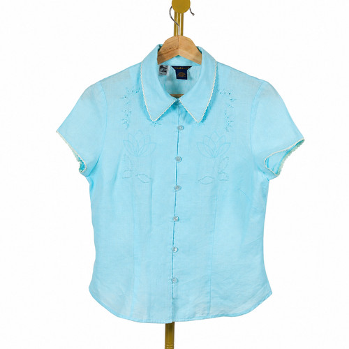 Irish linen embroidered - embroidered, button