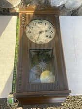 HIBINO vintage Grandmother wall clock from Nagoya JAPAN 57cm tall etched glass