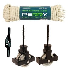 Clothes Airer Black Double & Single Pulley, Nylon Wheels, 12.5m Rope & Cleat