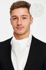 White Floral Satin Silk Mens Cravat Wedding Ascot Scarf Classic Gift 711 UK