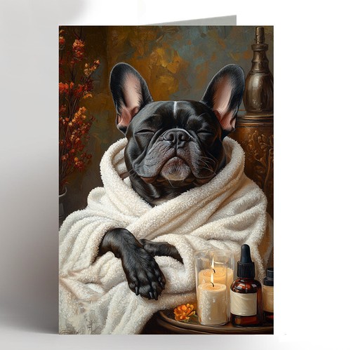 French bulldog birthday card - french,