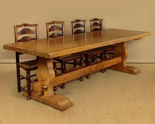Large oak refectory dining - oak,