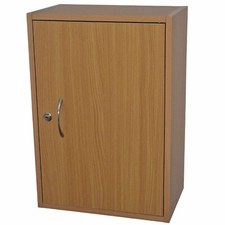 Wooden Lockable Brown Beech Wall Cabinet Supplied With 2 Keys