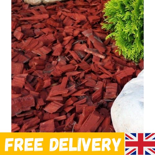Wood chip red coloured garden - wood,