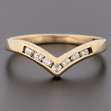 9ct Yellow Gold Diamond Eternity Wishbone Ring Size M Hallmarked