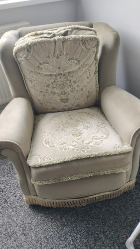 Pair beige fabric wingback - beige,