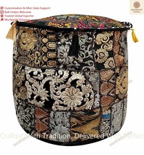 Indian floral pouf ottoman - indian,