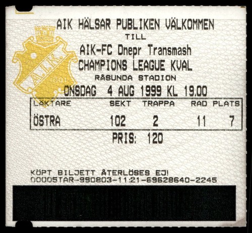 Ticket 1999 aik - 1999, vs