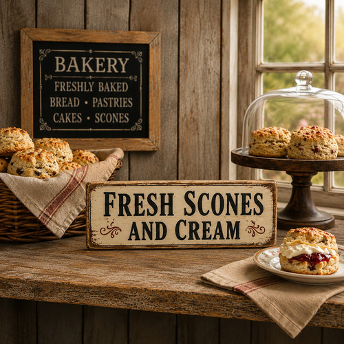 Scones cream sign cafe bakery - scones,