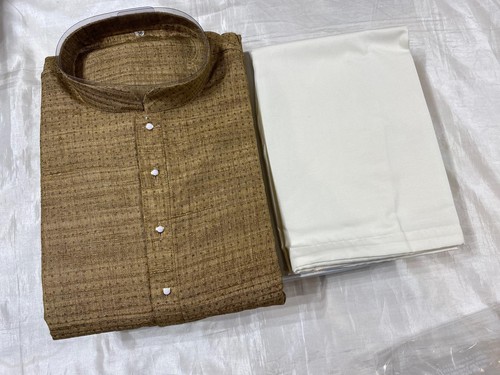 Men gold soft silk kurta - gold,