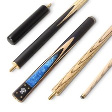 Jonny 8 Ball 3pc BLUE MARBLE English Pool Snooker Cue & 6" Mini Butt - 9mm Tip