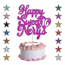 Personalised Sweet Sixteen Cake Topper 16 Sweet Custom Glitter Cake Decoration