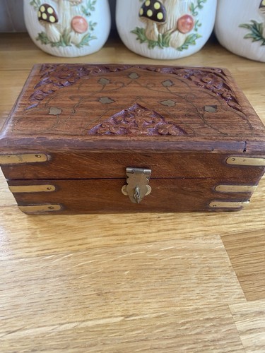 Carved wooden box - box, floral