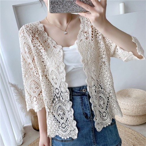 Hollow knitted shrug boho - shrug,