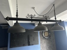 Antique Metal Pool Table Kitchen Island Triple Light Fitting With Metal Shades