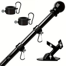 190CM Wall Mounted Mount Telescopic Flag Pole Top Gold Ball Aluminum Flagpole