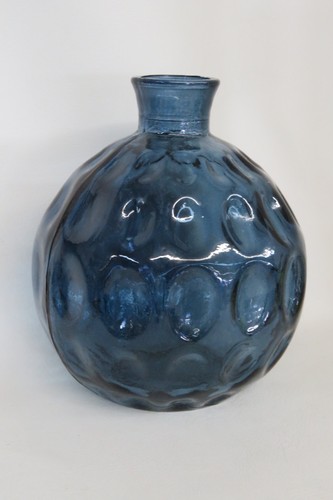 Blue glass round - round, vase
