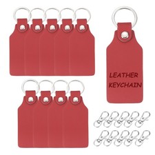 10Pcs Leather Keychain Blanks 22mm ID x 28mm OD Square Shaped,Warm Brown