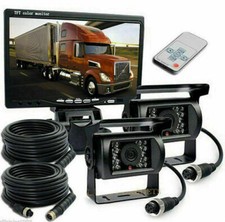 2 x Reversing Camera + 7" LCD Monitor Car Rear View Kit For Bus Truck 12V/24V UK