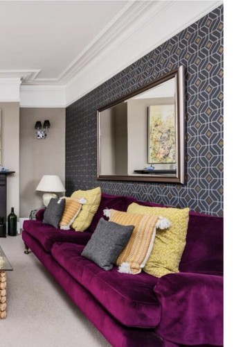 Burgundy velvet seater sofa - seater,
