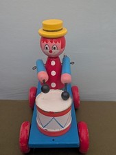 Vintage Wooden Clown Drummer