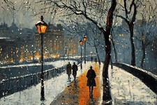 L S lowry Style Canvas Picture