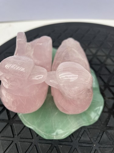 Pair carved rose quartz - of,