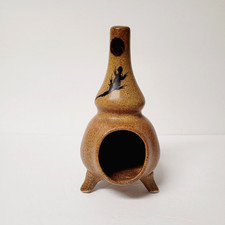 Mini Pottery Clay Chiminea with Lizard Ceramic Tea Light Incense Holder 7.75"