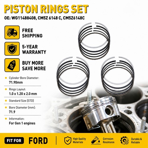 Piston ring set for - ring, 1.0l