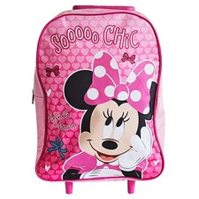 Disney Minnie Mouse Trolley Foldable Wheeled Cabin Bag Luggage Kids Girls Pink