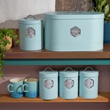 Kitchen Storage Canister 5pc Set Tea Coffee Sugar Bread Biscuit Bins 11 Colours