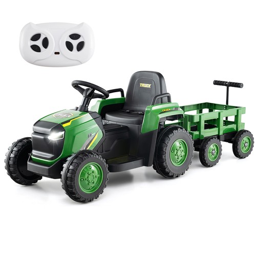 Kids green ride tractor 12v - on,