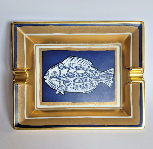 Hermès blue and gold fish - and,