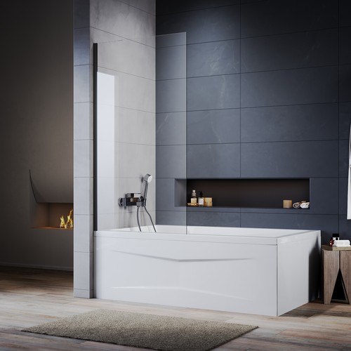 Black over bath shower - black,
