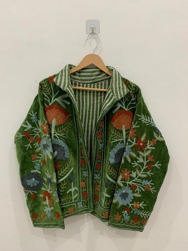 Handmade green velvet suzani - handmade,