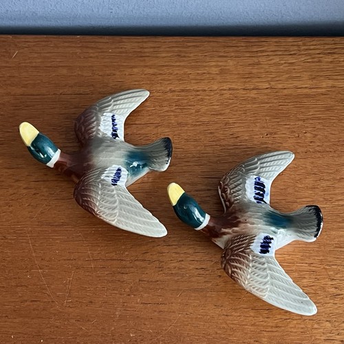 Pair flying pottery mallard - of,