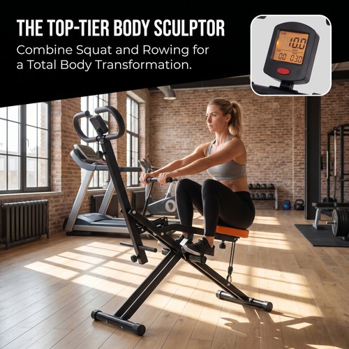 Squat rowing machine - squat, foldable