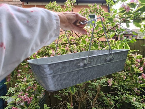 Galvanised metal trug - metal, tray