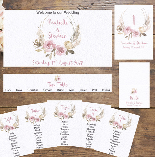 Boho diy wedding table plan - boho,