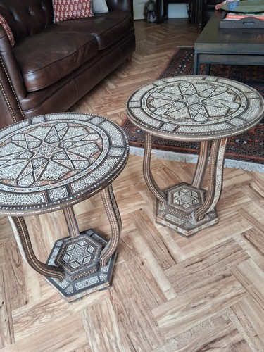 Pair round side lamp inlaid - side,