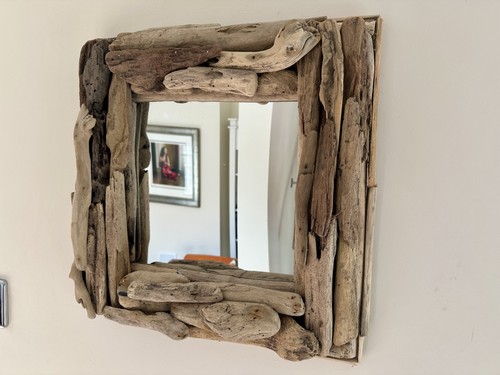 Wooden driftwood wall - driftwood, mirror