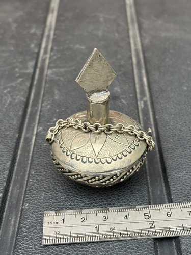 White metal perfume bottle - white,