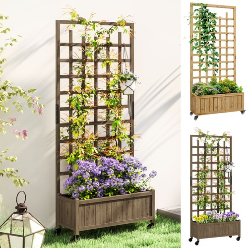 Wooden trellis planter raised - wooden, planter,