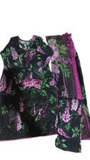 3 Piece Suite Original Maria B print suite with embroidered Fabric cotton 