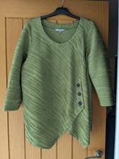 Chesca Ladies Green Textured 3/4 Sleeve Blouse Top Size 3 (UK 20)