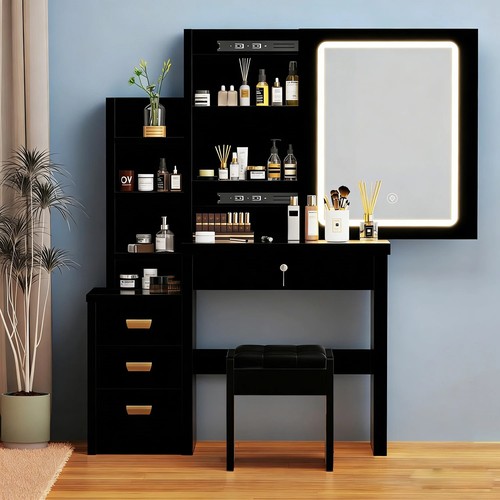 Black dressing table with - black,