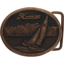 Brass Hobie Cat Vtg Belt Buckle Sailboat Sailing Sail Catamaran Boating Racing