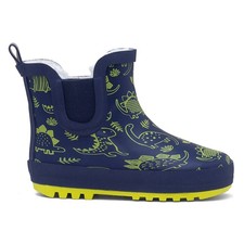 Boys Wellies Blue Kids Navy Welly Wellington Slip On Warm Lined Ankle SIZE