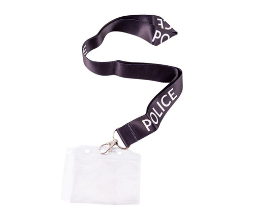 Black police lanyard with - black,